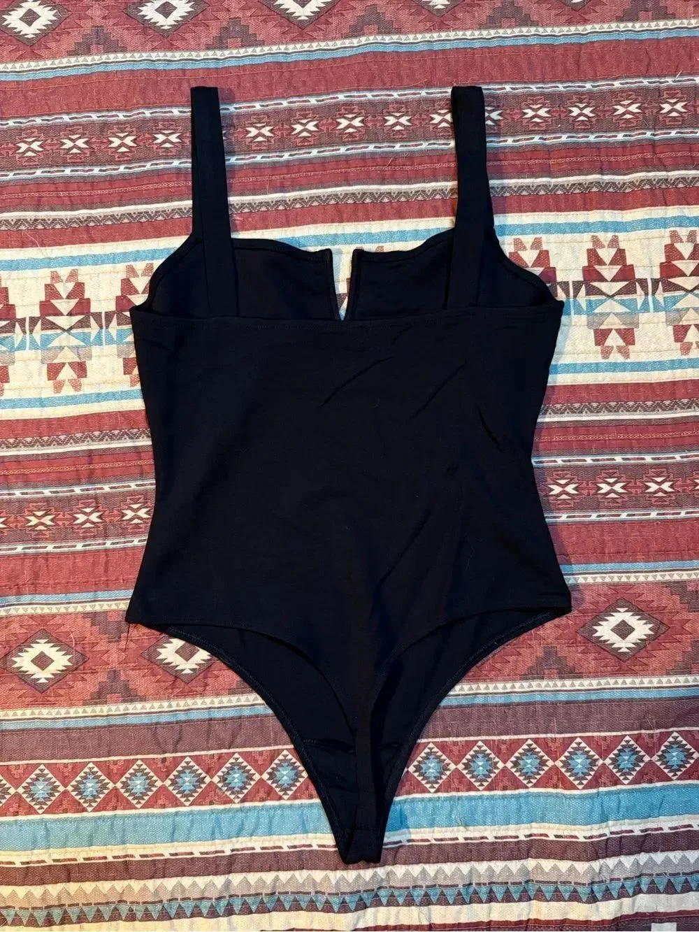 Babaton Black Bodysuit with V-Notch Detail size medium